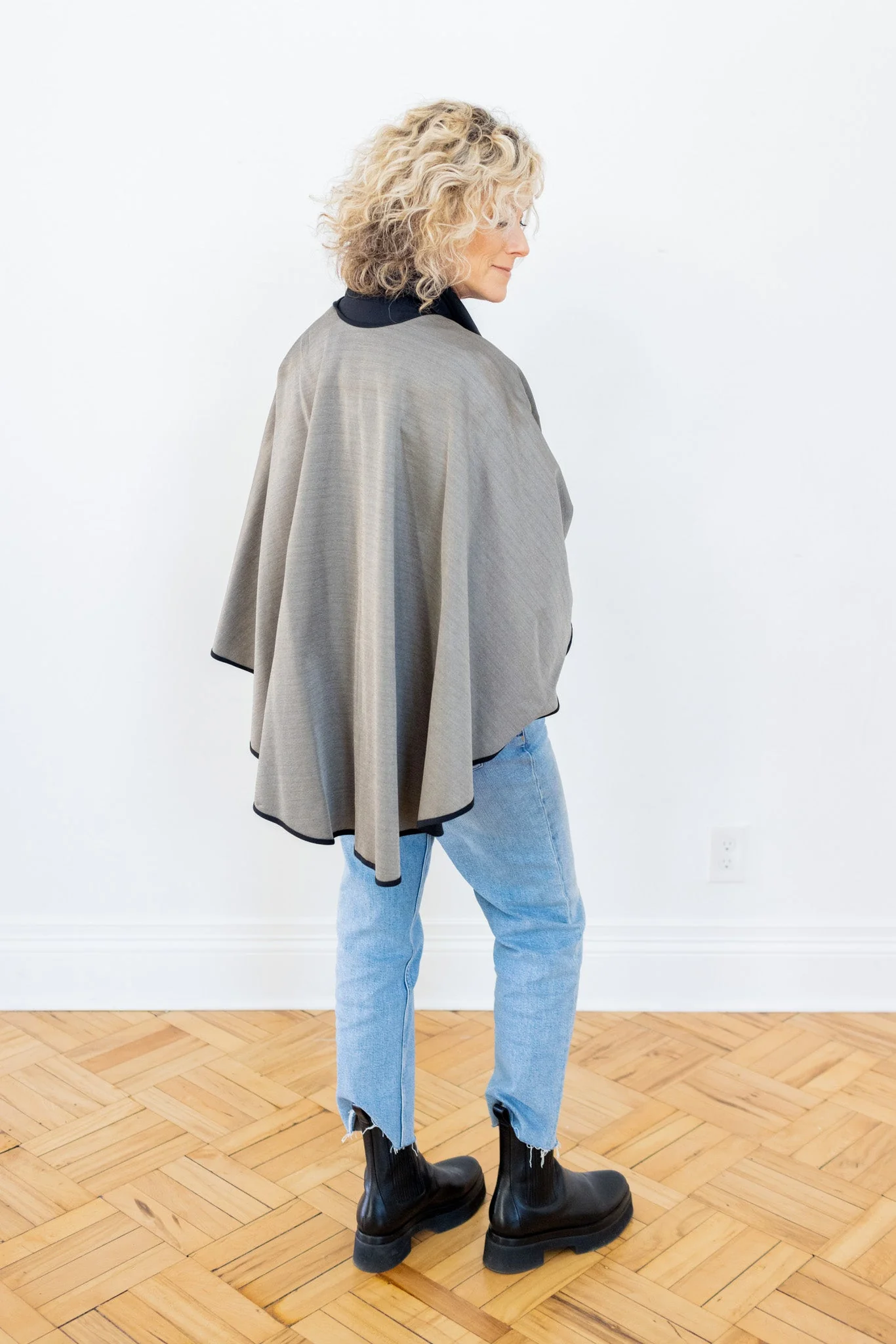 TRU47 Black Silver Cotton Double Knit Cape - Image 7