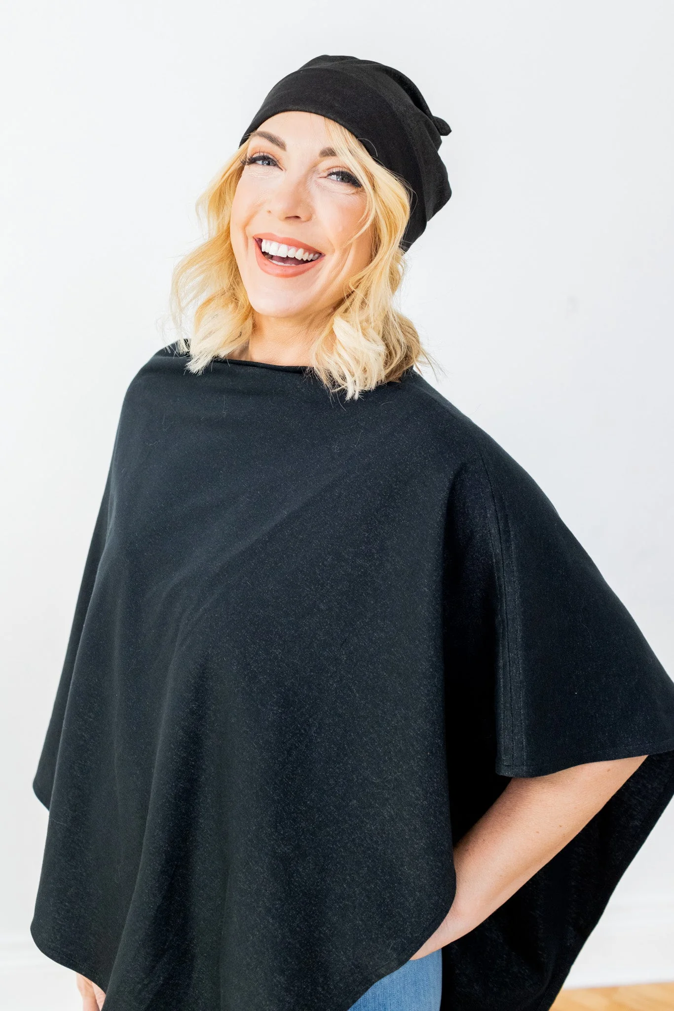 TRU47 Black Silver Jersey Modal Beanie - Image 4