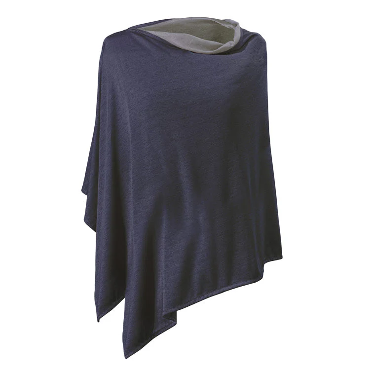 TRU47 Cotton Double Knit Blue Denim Long Poncho