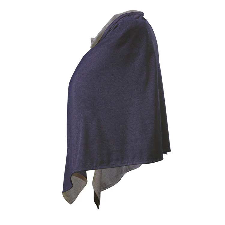 TRU47 Cotton Double Knit Blue Denim Short Poncho - Image 4