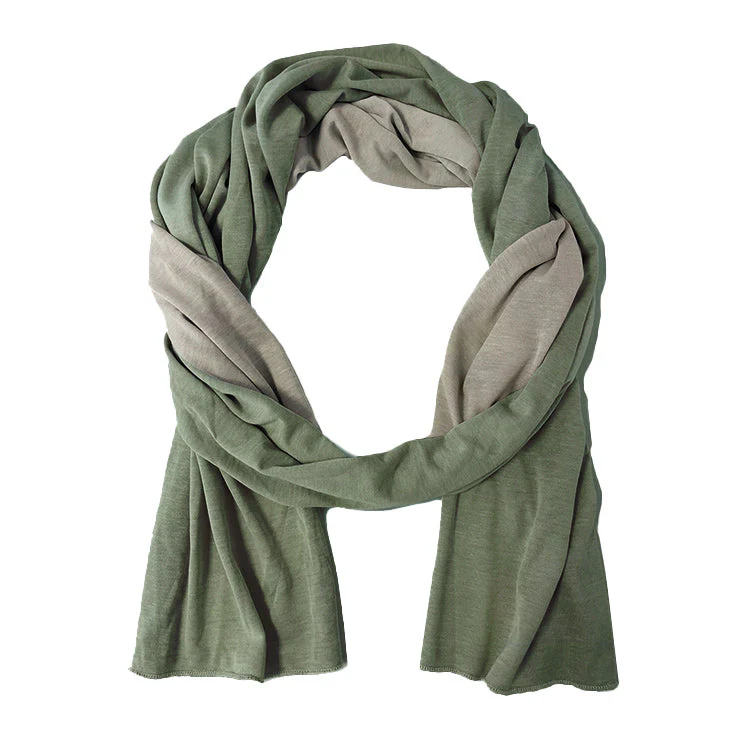 TRU47 Reversible Silver Cotton Double Knit Scarf Moss