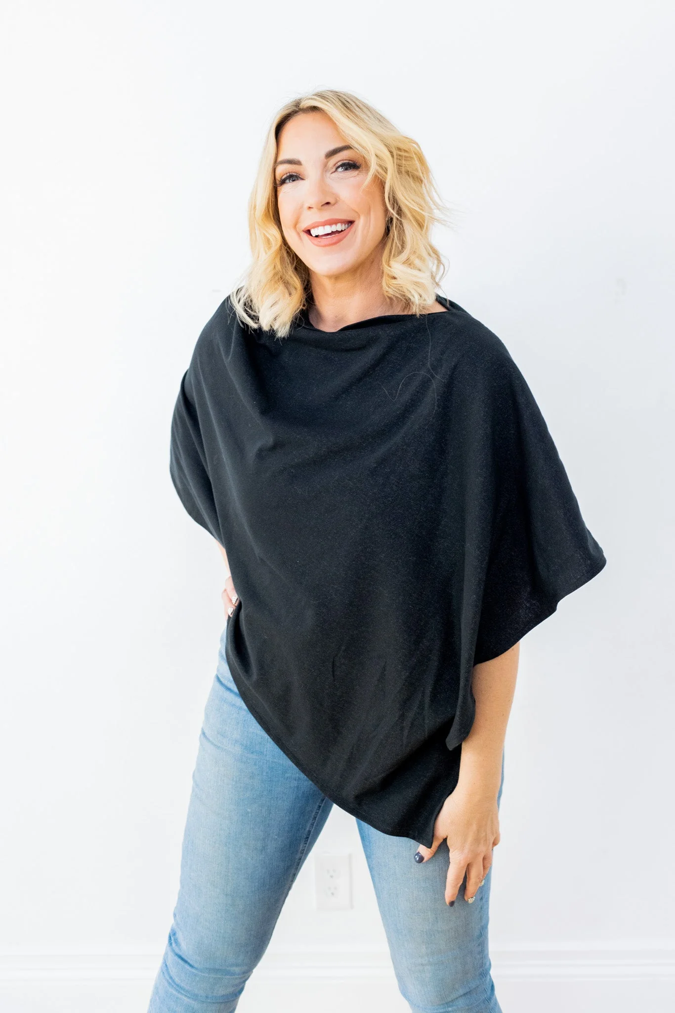 TRU47 Silver Jersey Modal Long Poncho - Image 5