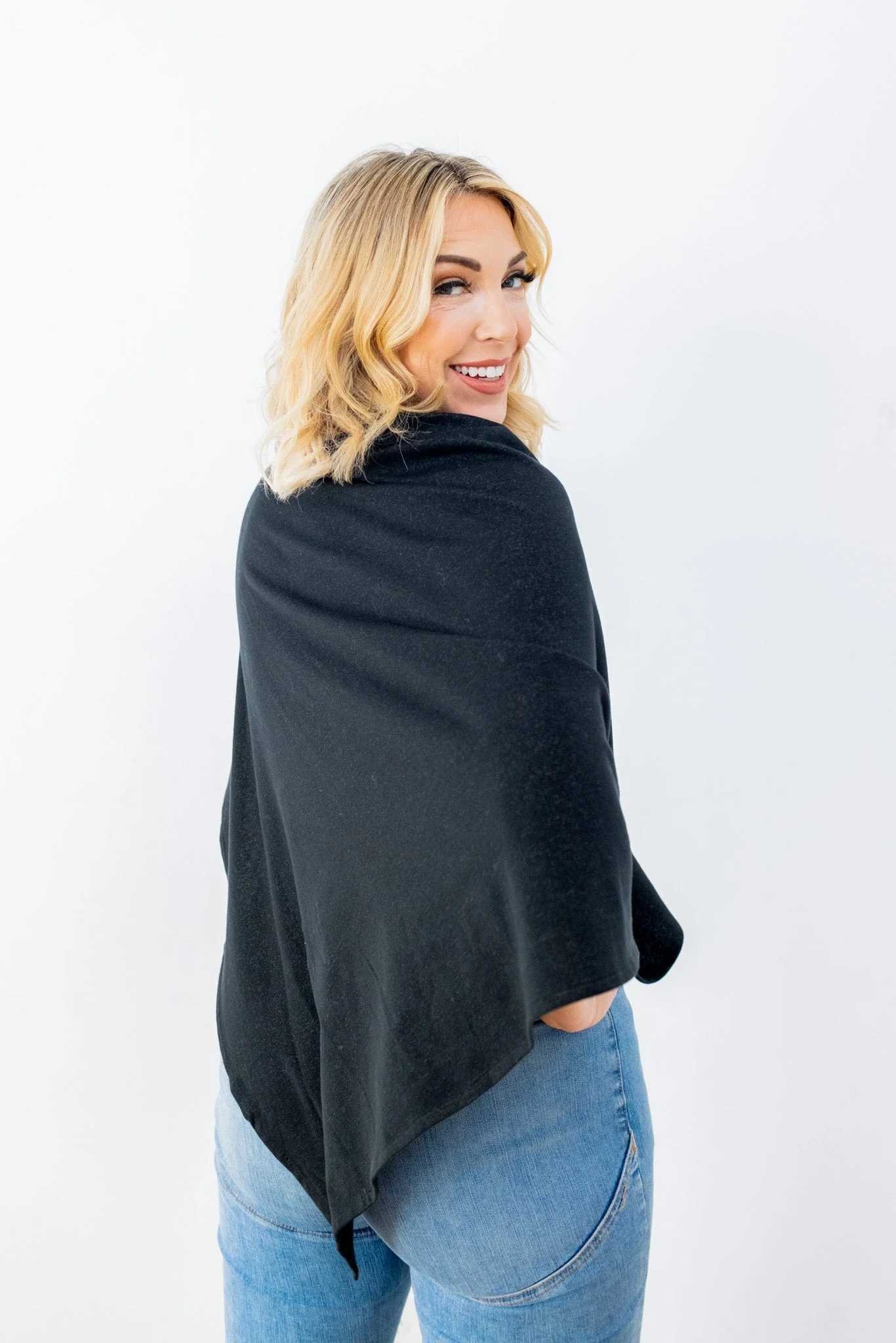 TRU47 Silver Jersey Modal Long Poncho - Image 6