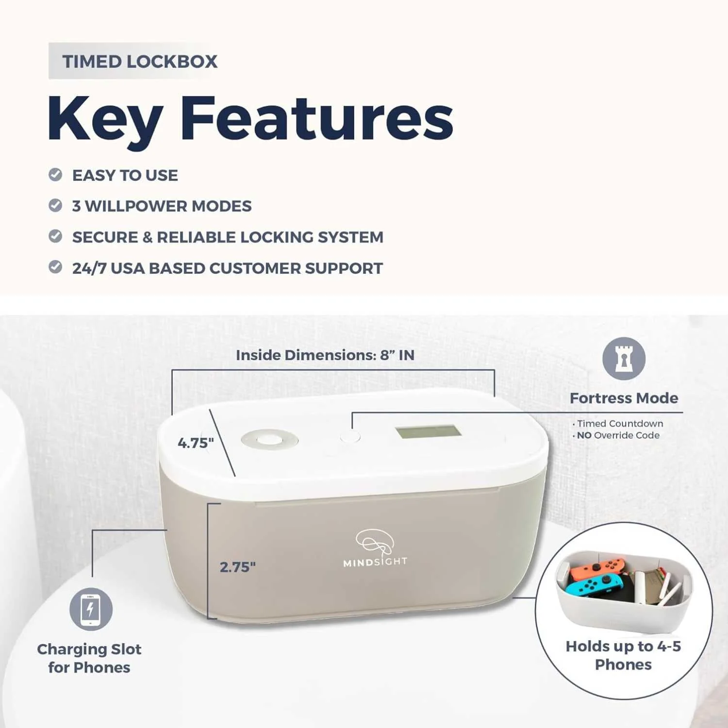 Mindsight Timed Lock Box for Up to 4 Phones - Image 3
